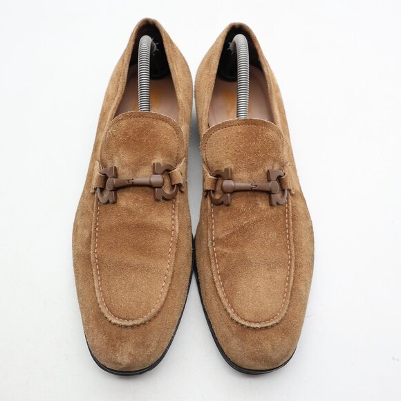 Salvatore Ferragamo Flori 2 Men's 9 EE Beige Suede Loafer Slip On Dress Shoes - Picture 2 of 12